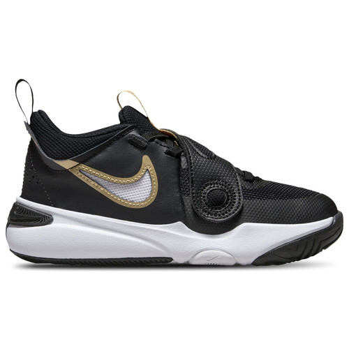 Nike Boys Nike Team Hustle D 11 - Boys' Preschool Basketball Shoes Black/Metallic Gold/White Size 02.0 | Foot Locker (US)