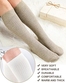 Shihanee 3 Pairs Women Cashmere Cotton Knee High Socks Long Ribbed Knit Slouchy Socks Soft Warm B... | Amazon (US)