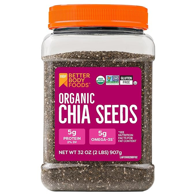 BetterBody Foods Organic Chia Seeds 2 lbs, 32 Oz, with Omega-3, Non-GMO, Gluten Free, Keto Diet F... | Amazon (US)