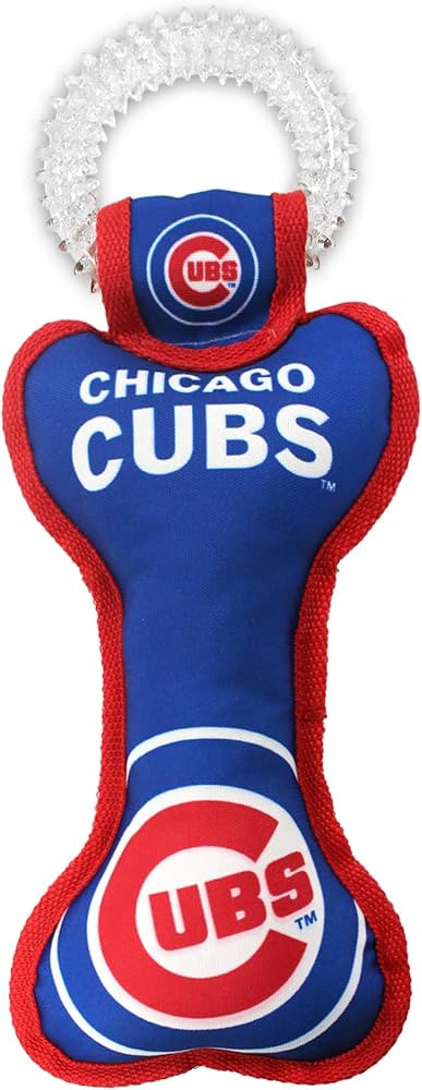 MLB Chicago Cubs Bone Shaped Dental Dog TUG Toy with Squeaker. Tough PET Toy for Healthy Fun, Tee... | Amazon (US)