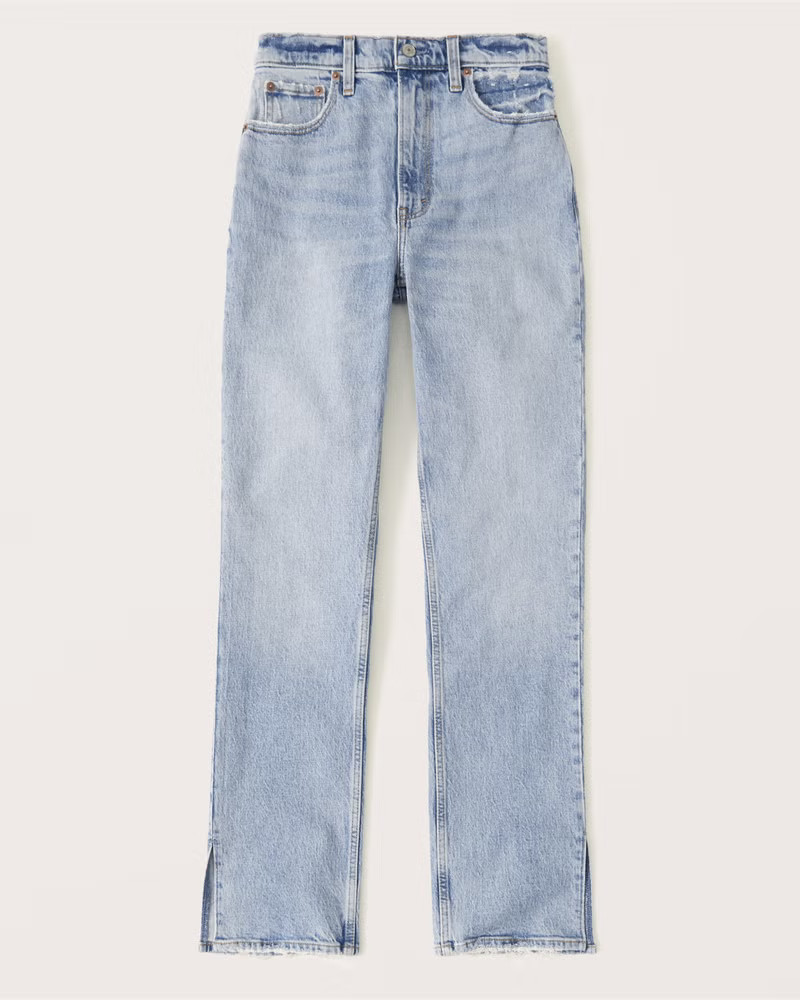 Abercrombie & Fitch Women's Ultra High Rise 90s Straight Jean in Light With Vent Hem - Size 37R | Abercrombie & Fitch (US)