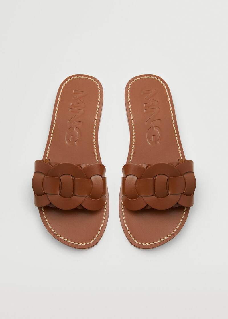 Leather braided sandals -  Women | Mango United Kingdom | MANGO (UK)