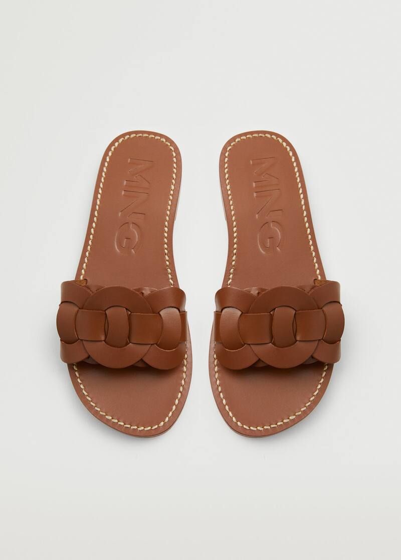 Leather braided sandals -  Women | Mango United Kingdom | MANGO (UK)