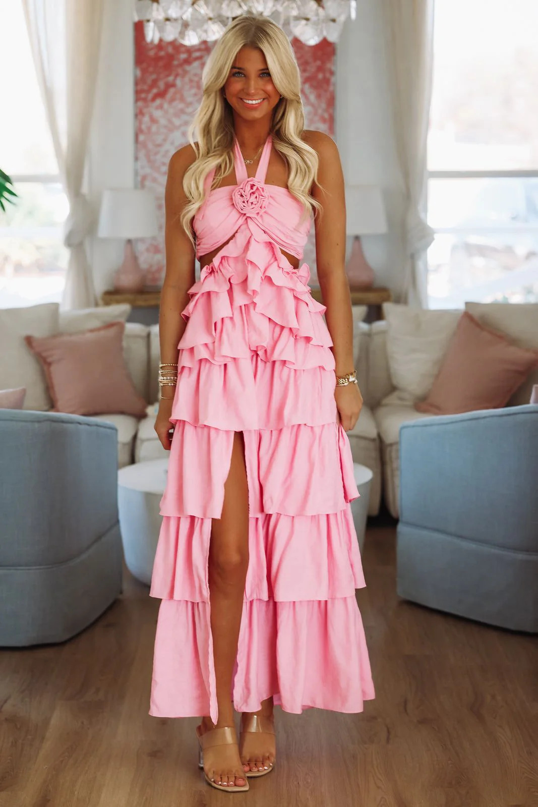 You've Got Me Twisted Maxi Dress - Pink | Hazel and Olive