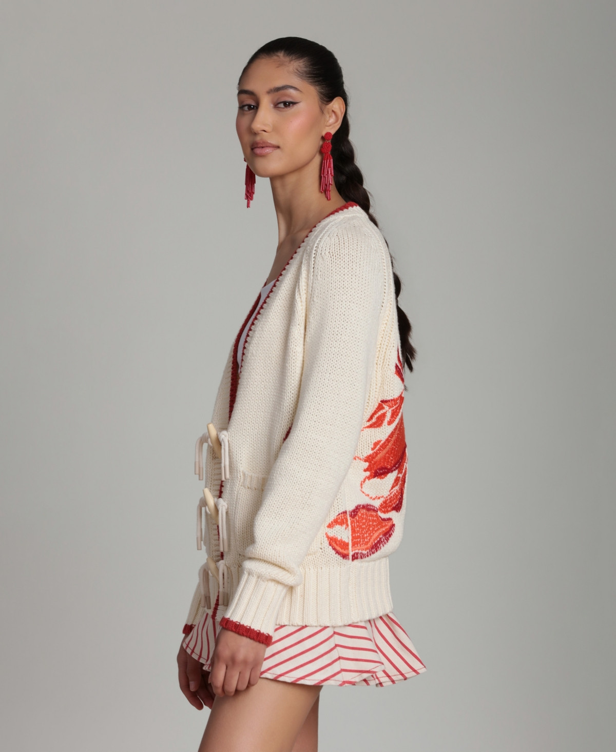 Avec Les Filles Women's Intarsia Lobster Long-Sleeve Sweater - Ivory Multi | Macy's