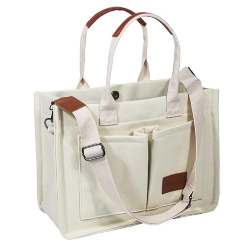 ZHMO Canvas Tote Bag for Women,Women's Bags Crossbody Bags Work Laptop Tote Bag Large Handbags Pu... | Amazon (US)