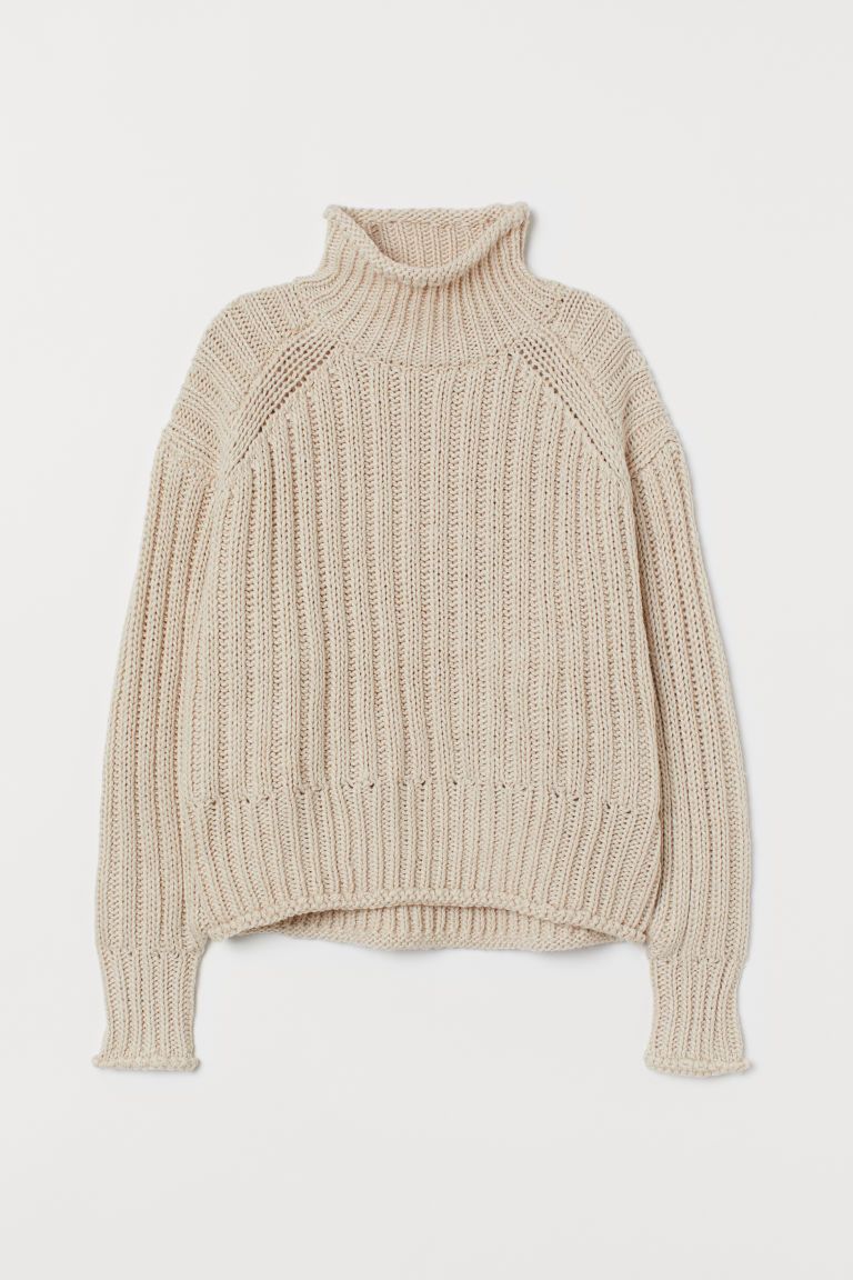 H & M - Rib-knit Turtleneck Sweater - Beige | H&M (US)