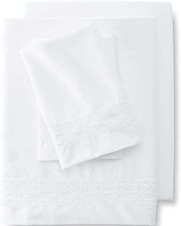 Lands' End 400 NI Cane Weave Sheet Set White/White Queen Bedset | Amazon (US)