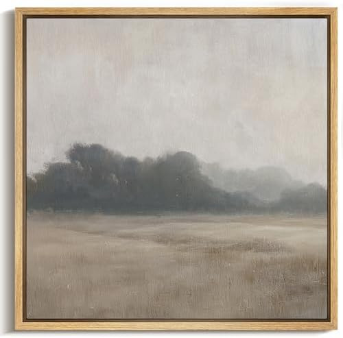 MUDECOR Framed Canvas Print Wall Art Minimalist Misty Landscape with Dark Trees Serene Illustrati... | Amazon (US)