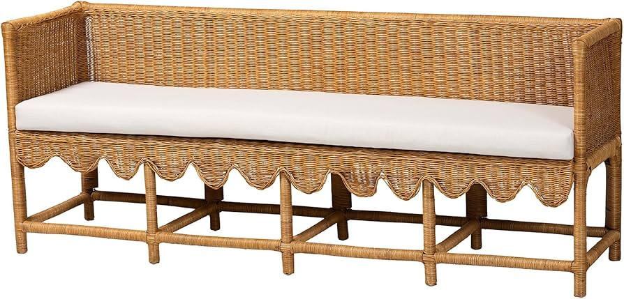 bali & pari Seranay Scalloped Rattan Dining Bench, Light Honey | Amazon (US)