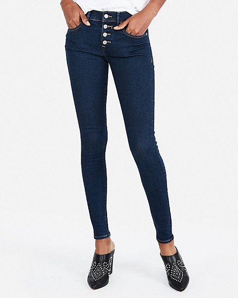 mid rise denim perfect button fly jean leggings | Express