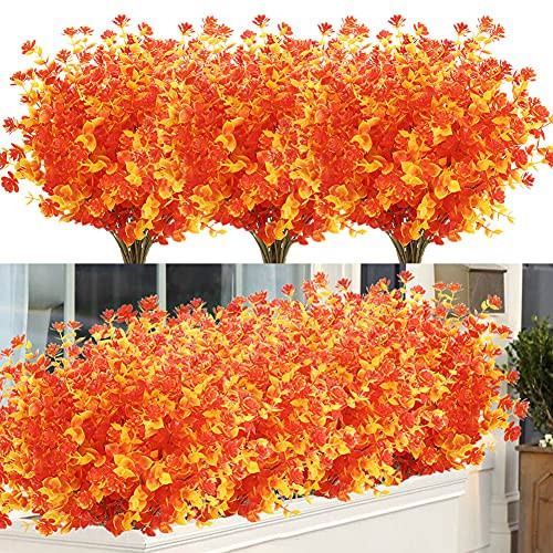 ArtBloom 6 Bundles Artificial Fall Flowers No Fade Faux Autumn Plants, Fake Indoor Outdoor Greenery for Thanksgiving Christmas Wedding Party Home Garden Fireplace Décor (Gold Yellow) | Amazon (US)