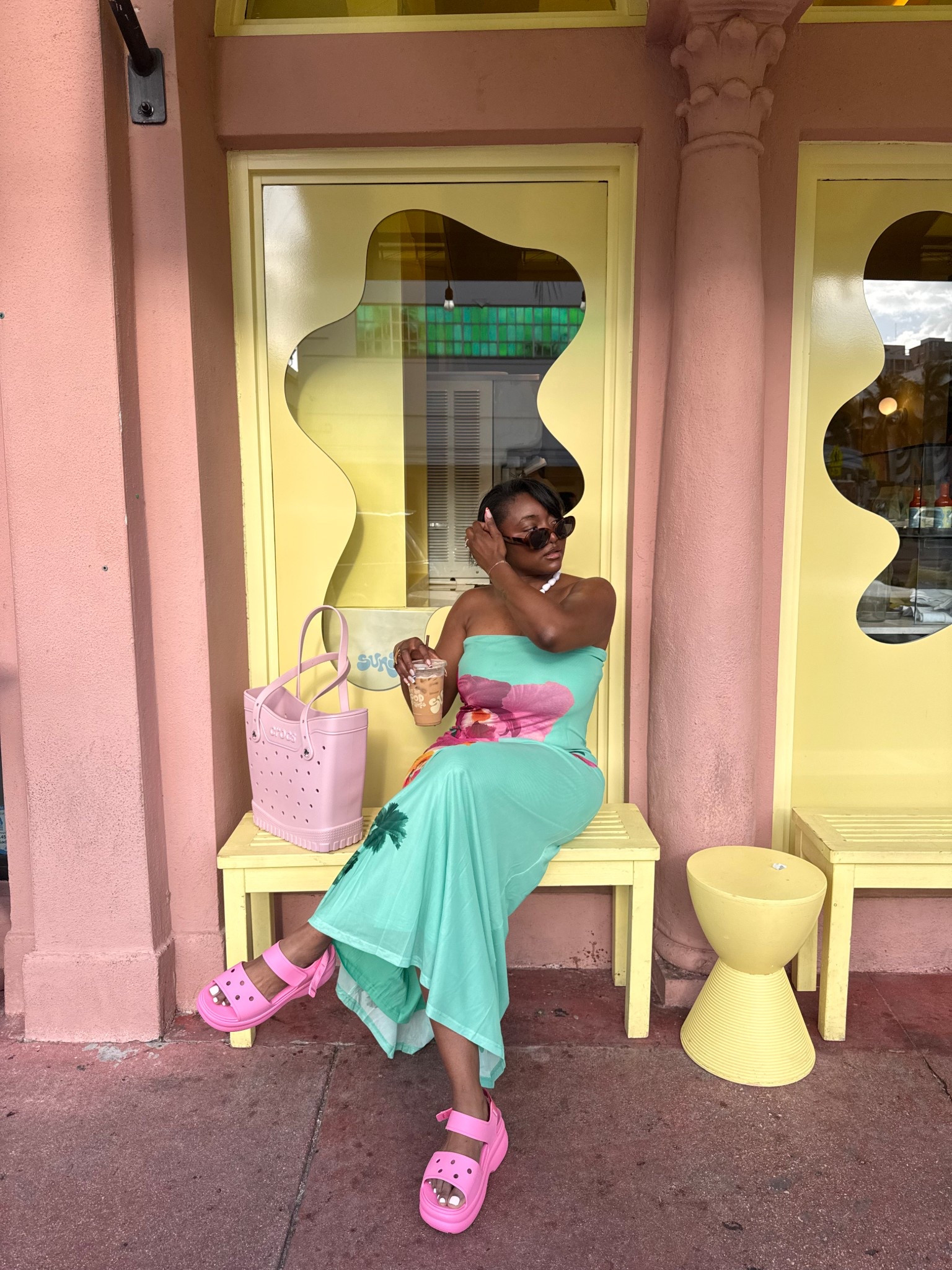 Beach fit that’s so comfortable to walk around in. I’m wearing a size L in this dress and I tucked in the straps and folded it to make it strapless. I’m wearing a size 8.5 in the shoes but I recommend going one size smaller because they do run big. #summeroutfits #summerfashion #modestoutfits