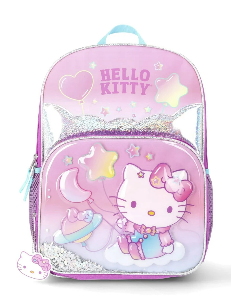 Sanrio Hello Kitty "On a Cloud" Mochila Gráfica y Llavero para Niña de 17", Violeta | Walmart (US)