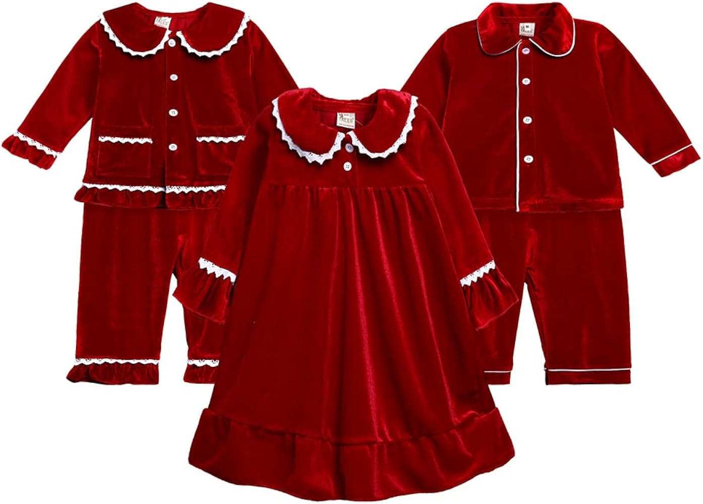 Kids Tales Child Velvet Pajama Sets Christmas Button Down Long Sleeve Shirt + Long Pants Boys Gir... | Amazon (US)