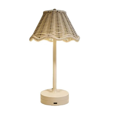 Orangide Rattan Table Lamp Rechargeable Touch Dimmable, Vintage LED Bedside Lamp With Scalloped Woven Shade For Bedroom Living Room Patio Indoor Decor | Walmart (US)