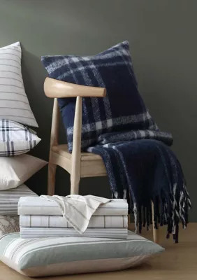 Nautica Ryan Cove Plaid Microfiber Throw, Navy Blue, 50 x 60 | Belk