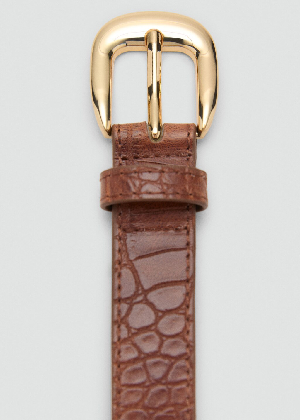 Croco faux-leather belt brown - Woman - XL - MANGO | Mango (US/MX/AU)