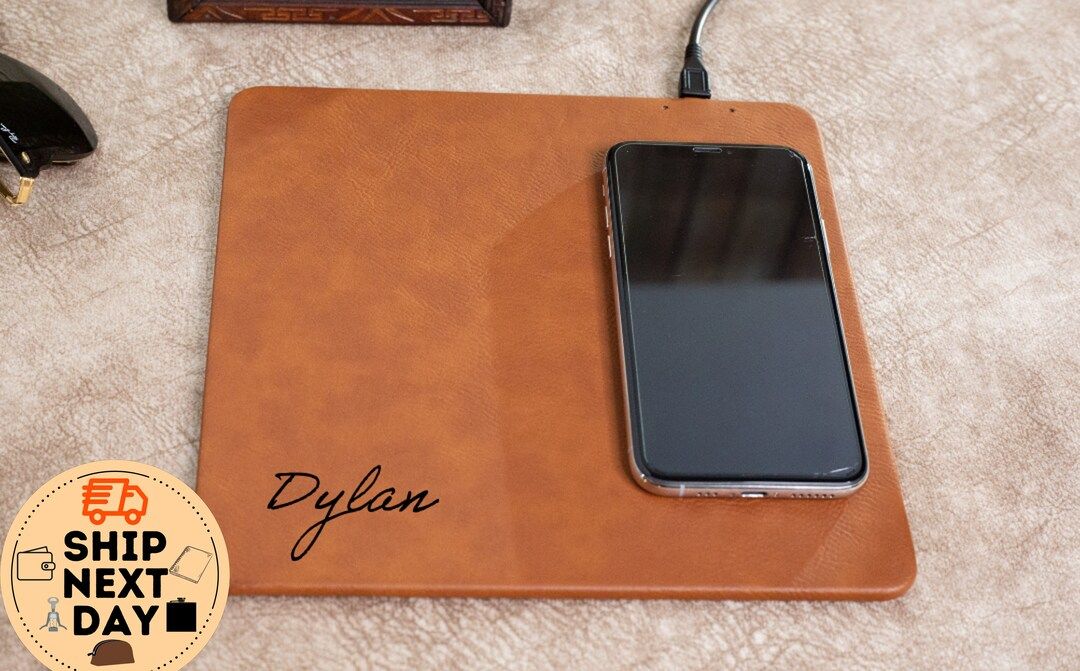 Custom Leather Charging Mat personalized Phone Charger - Etsy | Etsy (US)
