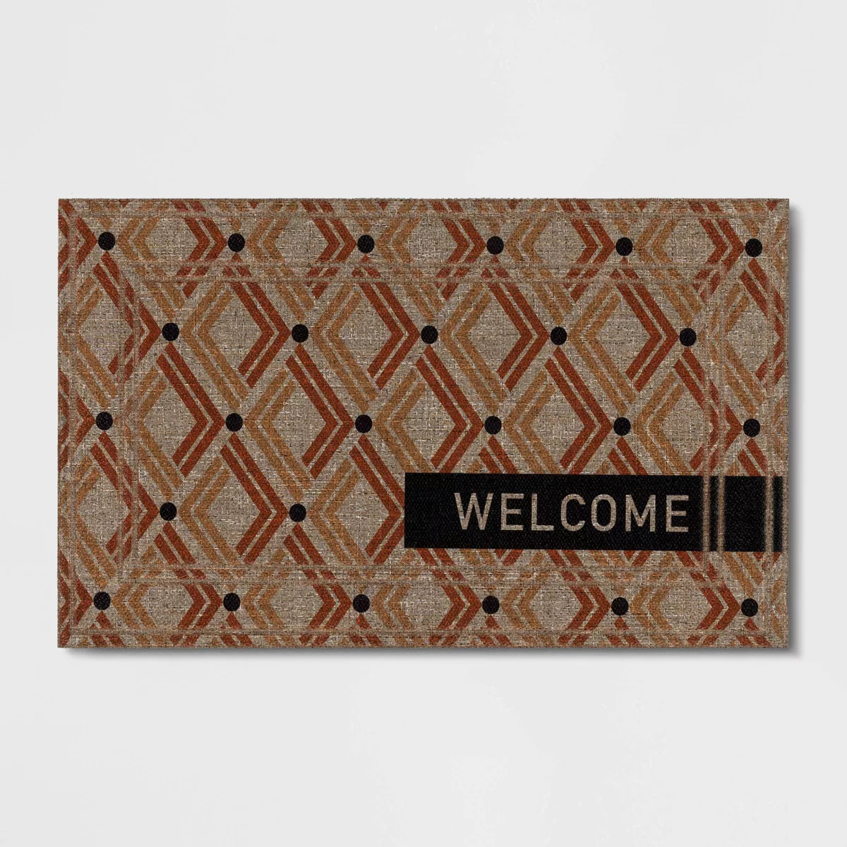 1'6"x2'6" 'Welcome' Double Diamond Mat Tan - Apache Mills: Outdoor Floor Mat, Recycled Rubber, Qu... | Target