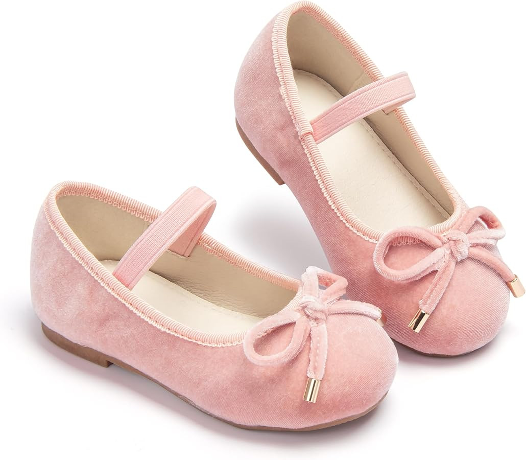 ESTINE Mary Jane Flats for Toddler Girls Little Kids Glittery Dress Princess Wedding Ballet Shoes | Amazon (US)