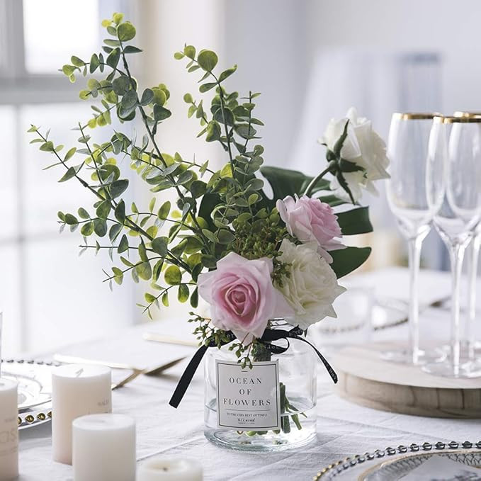 Ins Style Vase with Artificial Flower Set 1 Piece Fake Rose Berry Leaf Floral Flower Arrangement ... | Amazon (US)