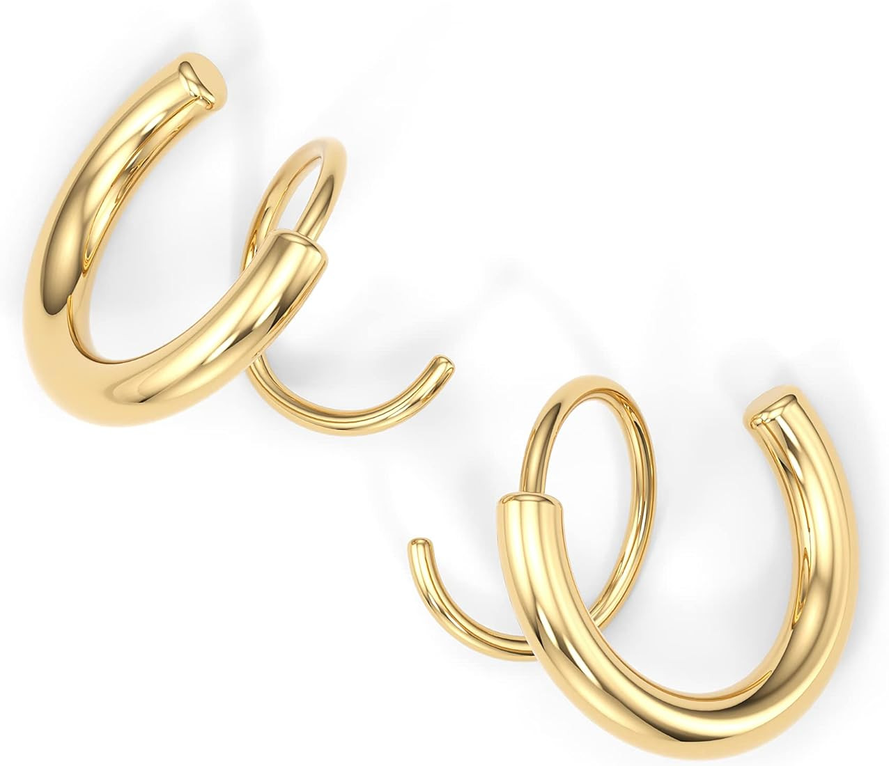 Spiral Hoop Twist Double Earrings – 14K Silver Helix Spiral Earrings, Double Piercing Earrings,... | Amazon (US)