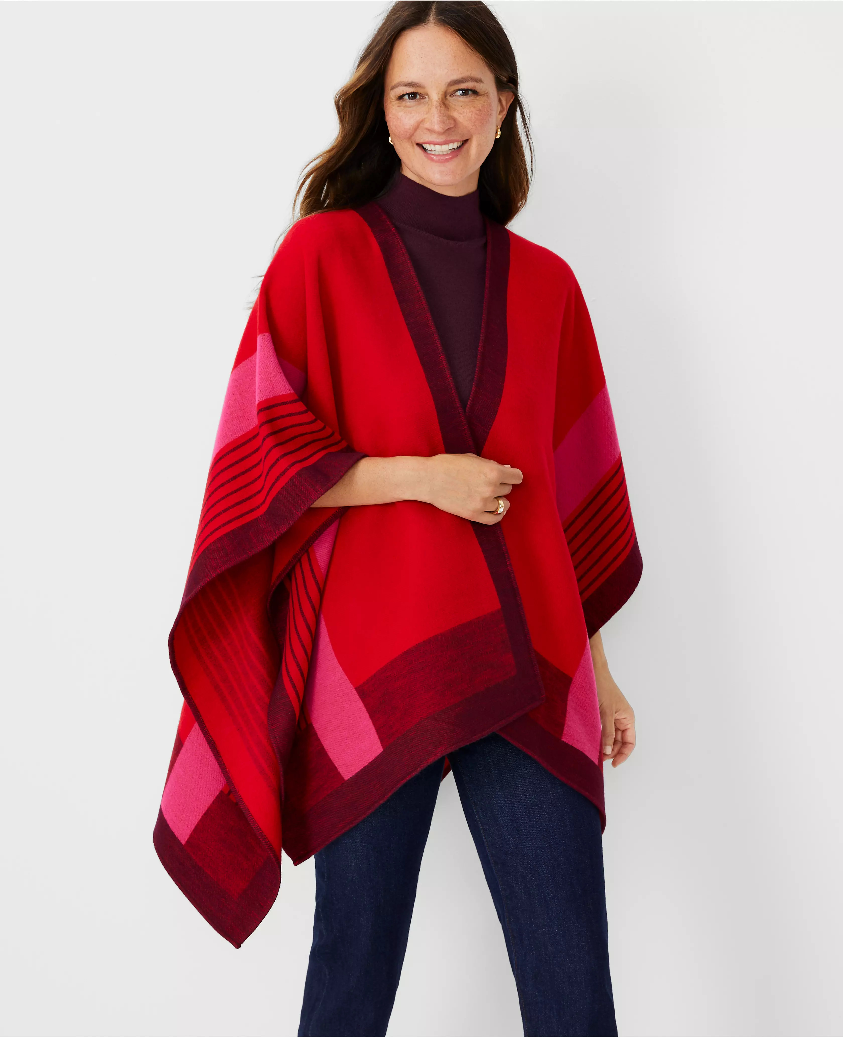 Colorblock Open Poncho | Ann Taylor (US)
