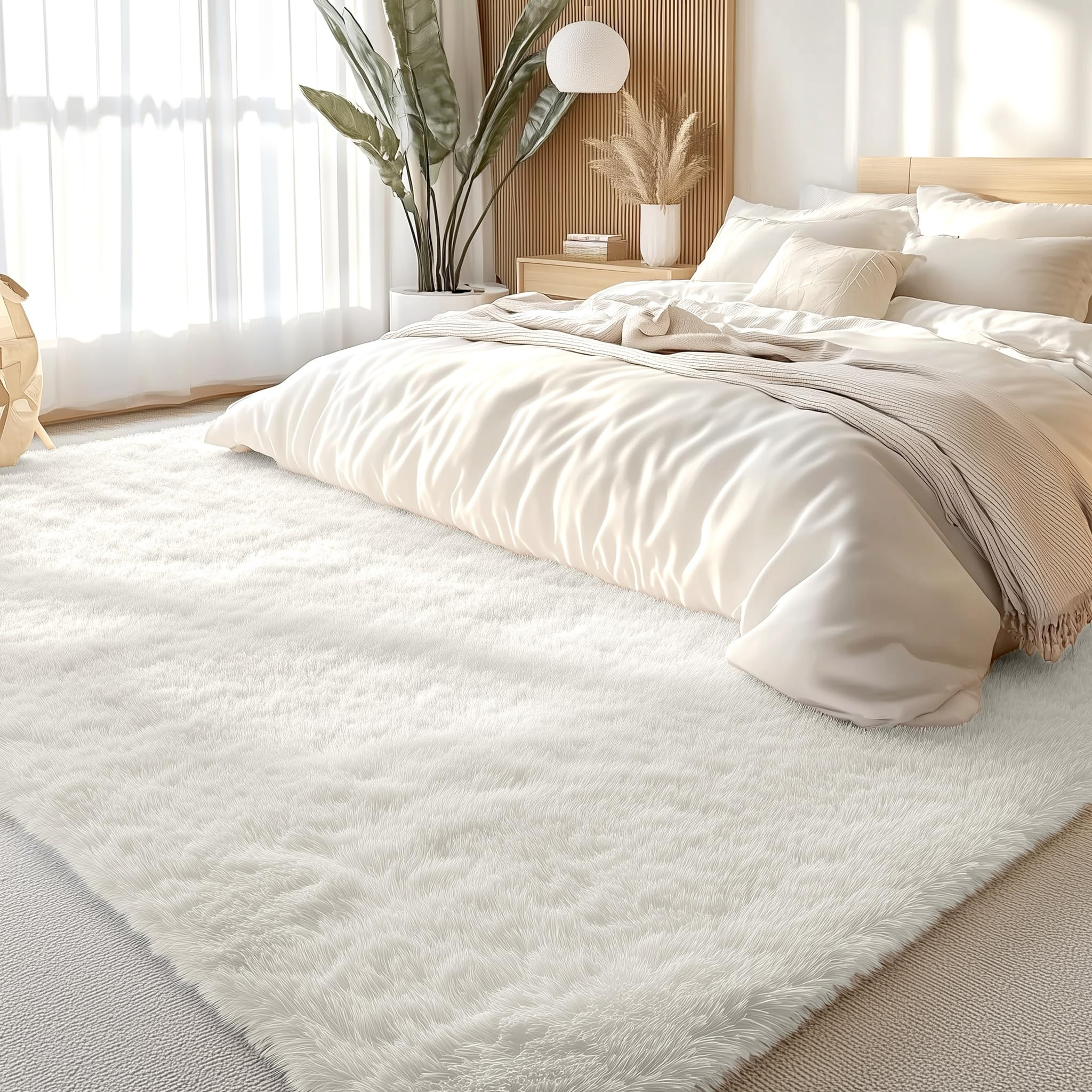 OLANLY 6x9 Machine Washable Large Area Rugs for Living Room, Bedroom, Soft Fluffy Shaggy Bedside ... | Amazon (US)