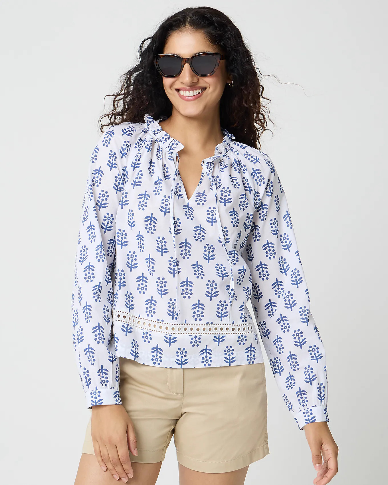 Long-sleeve tie-neck top | J.Crew Factory
