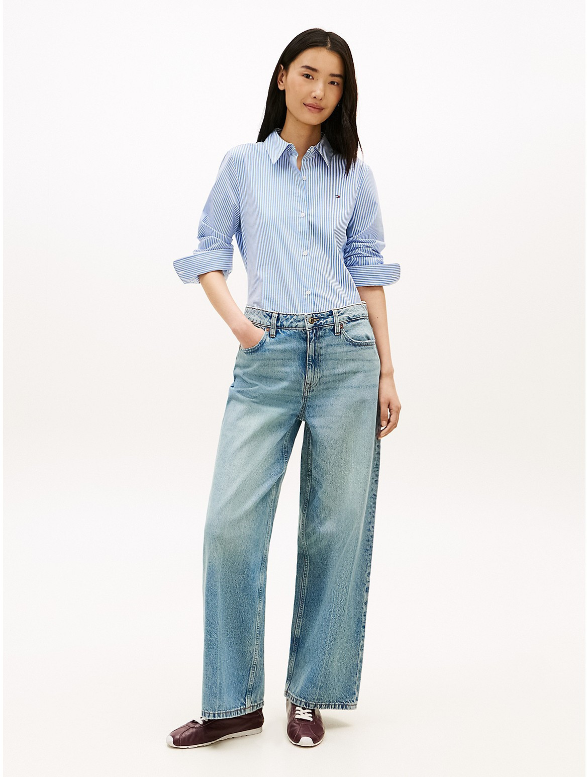 Tommy Hilfiger Women's High-Rise Wide Leg Jean - Medium Wash - 0 | Tommy Hilfiger (US)