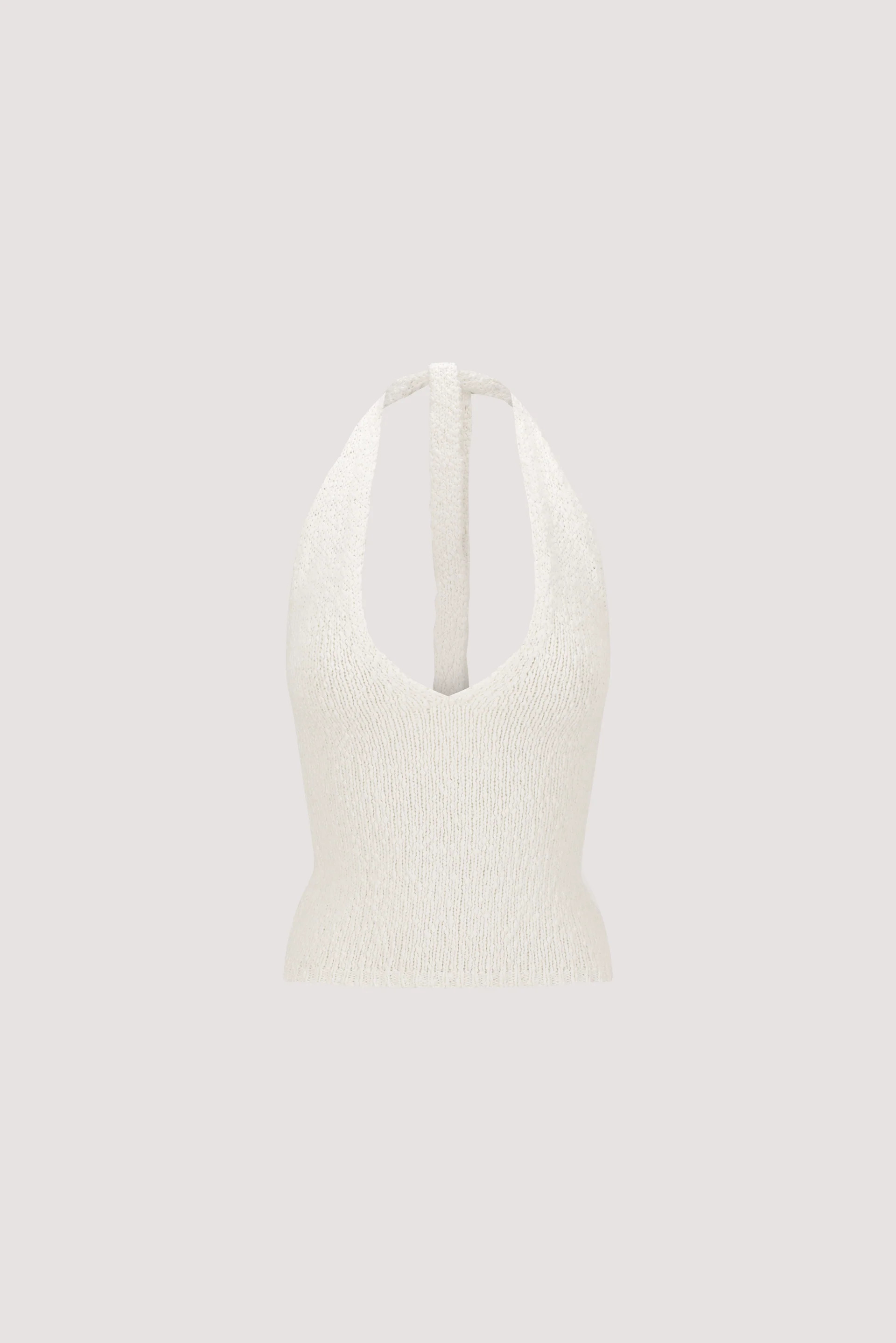 DINA WHITE COTTON HALTER KNIT TOP | DISSH