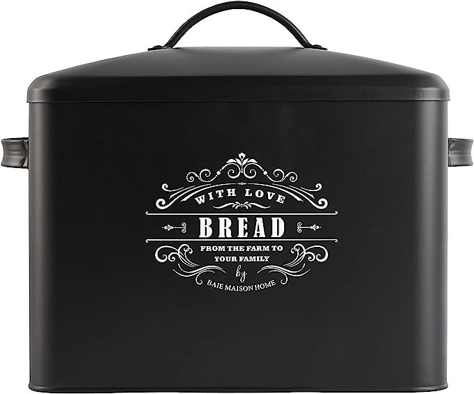 Extra Large Black Bread Box - Bread Boxes for Kitchen Counter Holds 2+ Loaves for All Your Bread ... | Amazon (US)