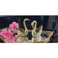 1950S Brass Swans Set Of Two Vintage Midcentury 1960S Vases L Boudoir Vanity Dresser Decor Mothers D | Etsy (US)