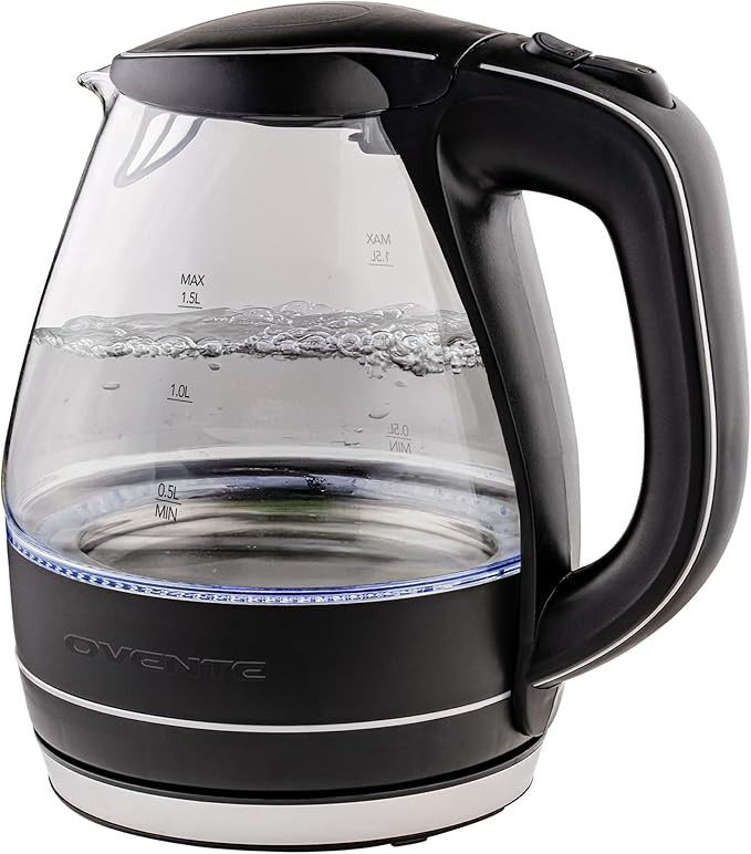 OVENTE Electric Kettle, 1.5L Borosilicate Glass Countertop Water Heater and Boiler for Coffee or ... | Amazon (US)