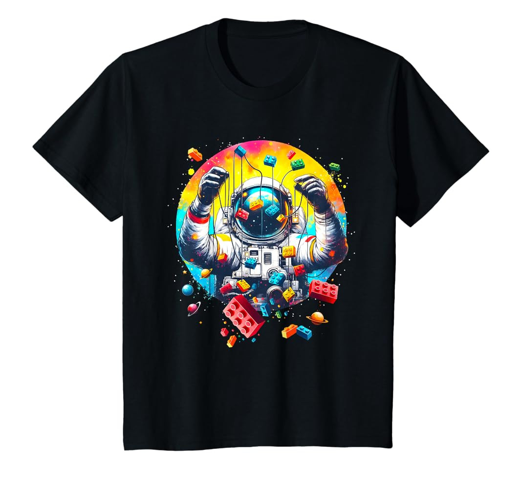 Space Astronaut Master Builder Funny Building Blocks and Stones T-Shirt | Amazon (US)