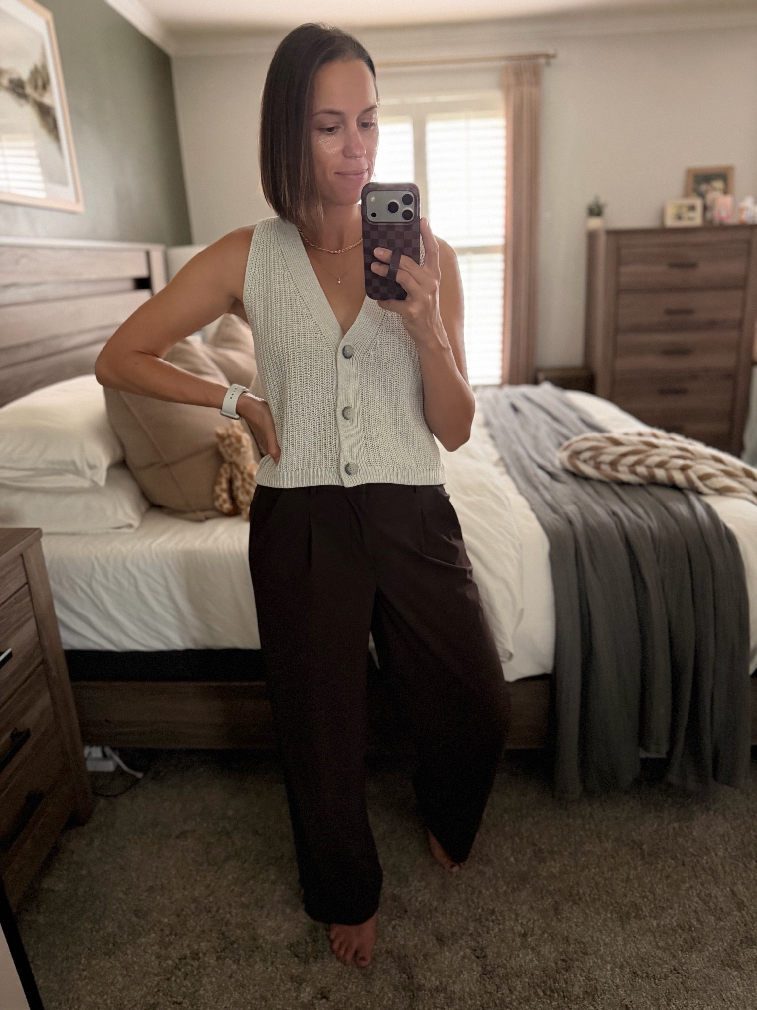An easy, casual but elevated look! This sweater tank is old from Target so linking similar here. Wearing XS regular in pants.

#LTKootd #LTKdayinmylife #LTKgrwm