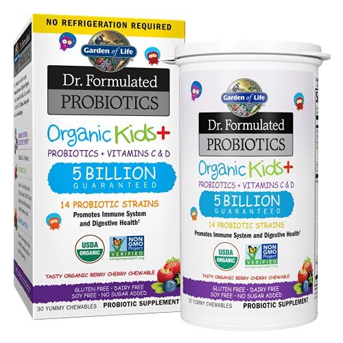 Garden of Life Dr. Formulated Probiotics for Kids, Organic Kids+ - Berry Cherry, 5 Billion CFU Chewa | Amazon (US)