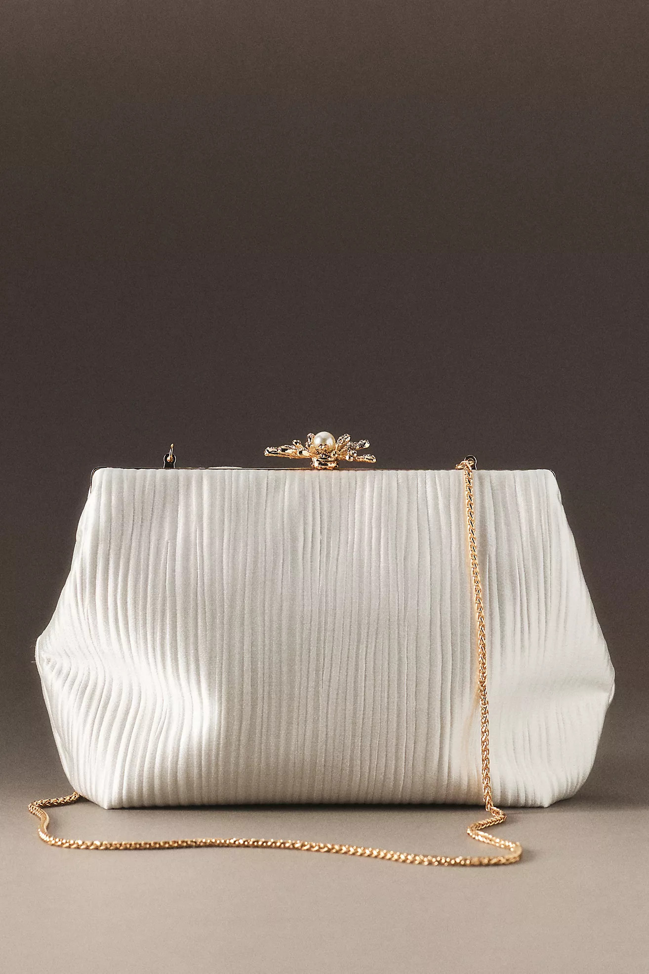 Jewel by Badgely Mischka Caroline Satin Origami Pouch Clutch | Anthropologie (US)