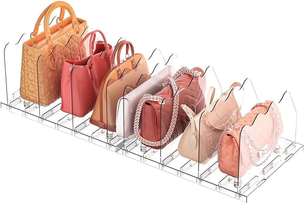 SOYO Adjustable Shelf Divider for Closet, Acrylic Purse Organizers for Closet, Clear Handbag Shel... | Amazon (US)