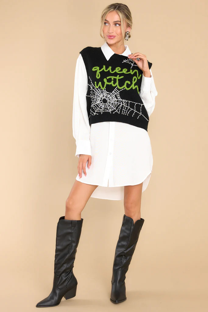 Queen Witch Black Sweater Vest | Red Dress 