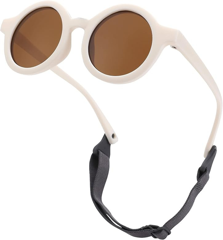 COASION Baby Polarized Round Sunglasses Flexible Rubber Shades with Strap for Toddler Newborn Inf... | Amazon (US)