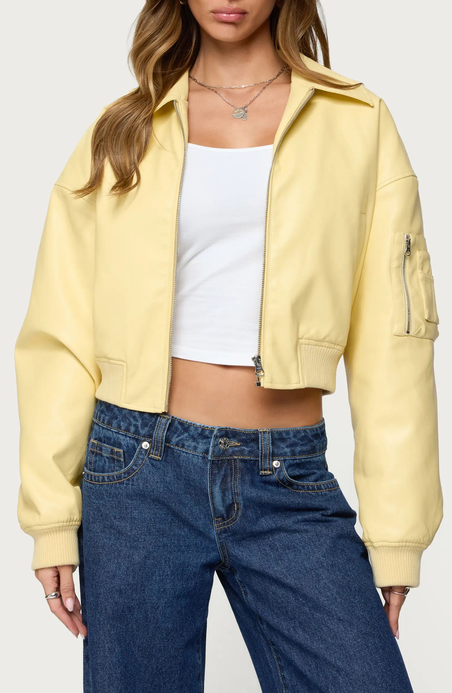 Zayna Faux Leather Bomber Jacket | Nordstrom