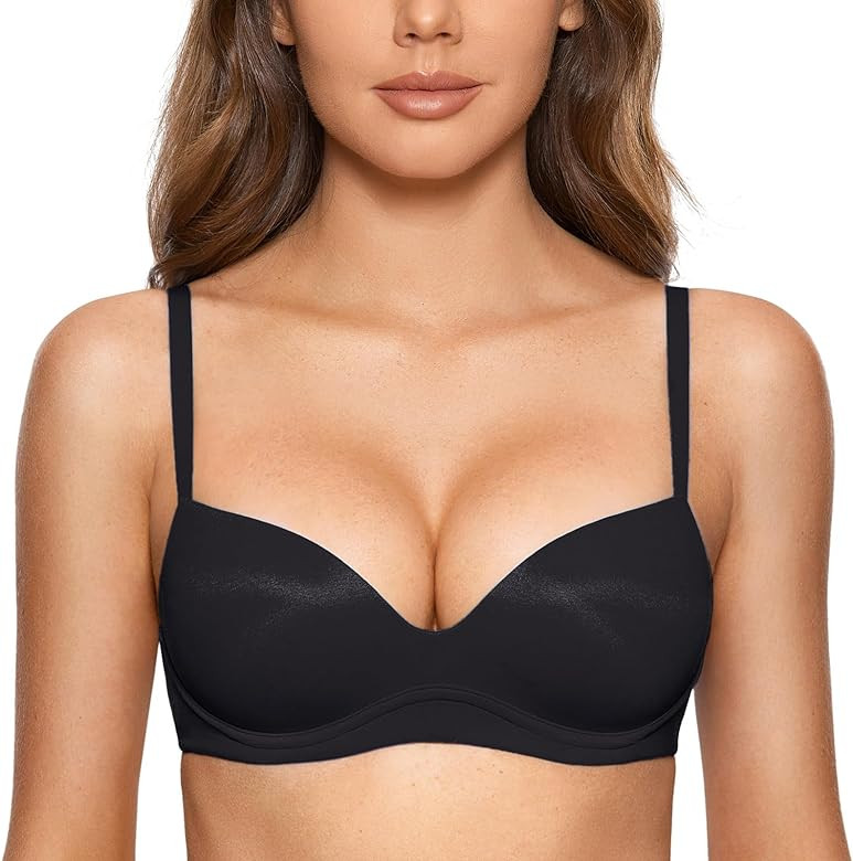 DOBREVA Women's Push Up Bra No Underwire Comfortable Wireless Bras Padded Plunge | Amazon (US)