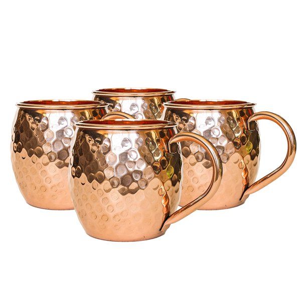 Set of 4 Modern Home Authentic 100% Solid Copper Hammered Moscow Mule Mug - Handmade in India - W... | Walmart (US)
