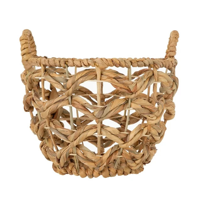Mainstays Round Natural Water Hyacinth Decorative Storage Basket With Handles - Walmart.com | Walmart (US)