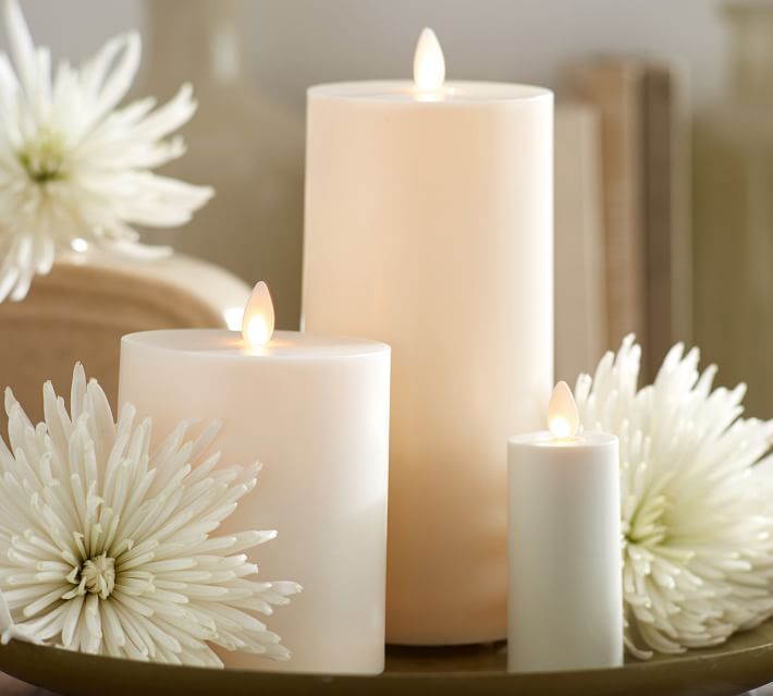 Premium Flickering Flameless Outdoor Wax Pillar Candles | Pottery Barn (US)