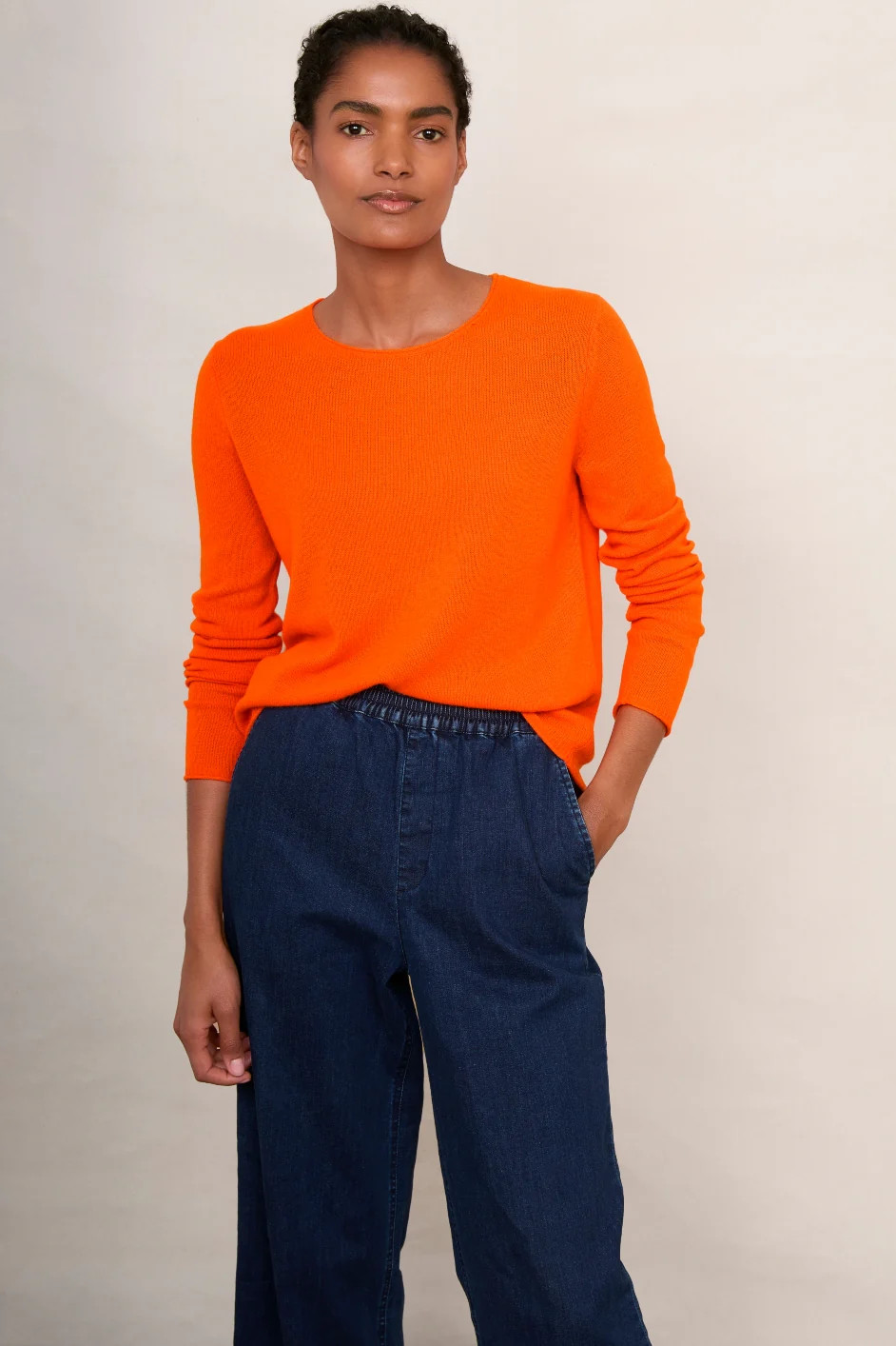Chrissie Cashmere Jumper - Neon Orange | WYSE London