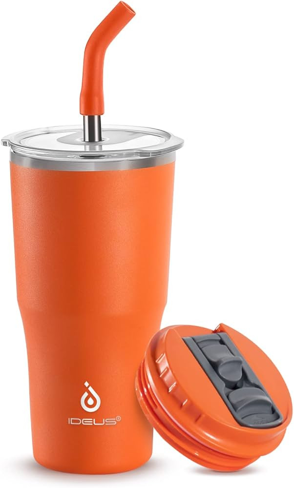 Ideus Insulated Tumbler with Leak Proof Straw Lid and Flip Lid, Double Wall Stainless Steel Coffe... | Amazon (US)