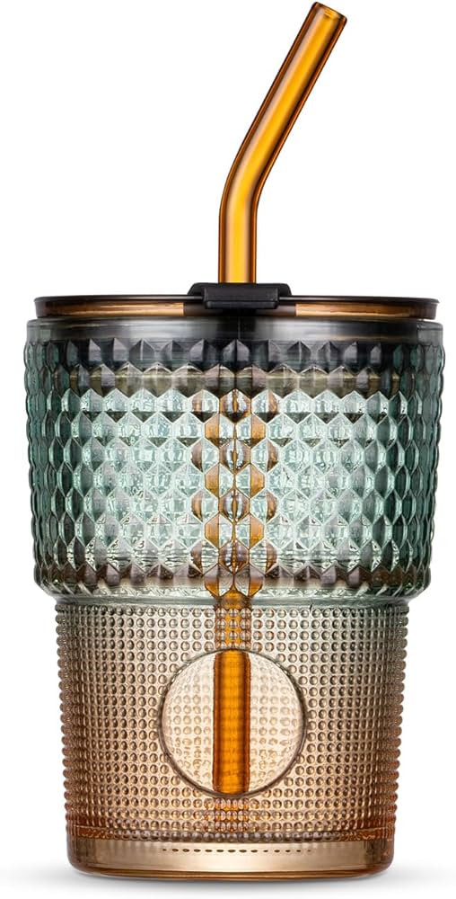 BLUEPOLAR 13 oz Tumbler Water Glass, Water Bottle with Straw and Dustproof Lid, Coffee Ice Cup Do... | Amazon (US)